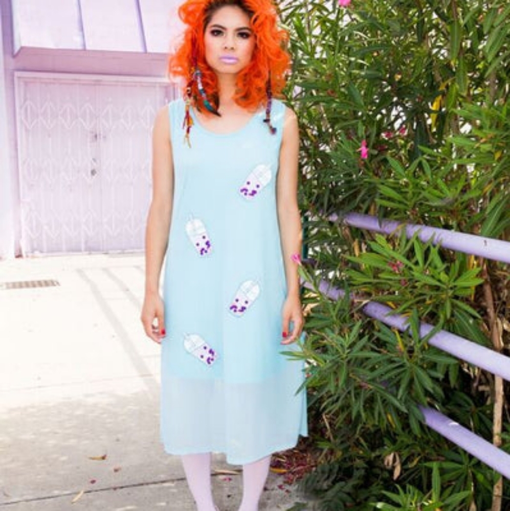 JapanLA Boba Mesh Midi Tank Dress Pastel Small